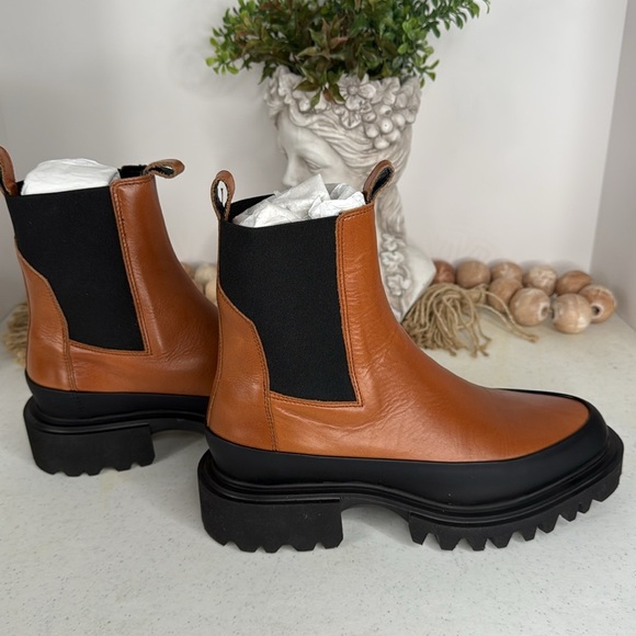ALLSAINTS HARLEE Chelsea Tan Leather Lug Sole Chunky Boots Euro 38/7 NWOB - Picture 6 of 10